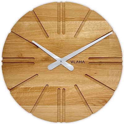 VLAHA VCT1161 - Velké dubové hodiny ATELIER vyrobené v Čechách se stříbrnými ručkami ⌀45cm