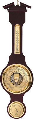 Fischer 6901-22 - Barometr s teploměrem a vlhkoměrem na dřevěné podložce