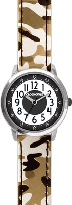 CLOCKODILE Svítící hnědé chlapecké dětské hodinky ARMY s maskáčovým vzorem