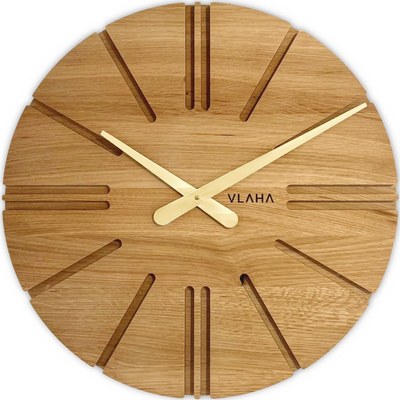 VLAHA VCT1160 - Velké dubové hodiny ATELIER vyrobené v Čechách se zlatými ručkami ⌀45cm