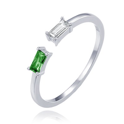 MINET Elegantní stříbrný 925/1000 prsten s bílým a zeleným zirkonem