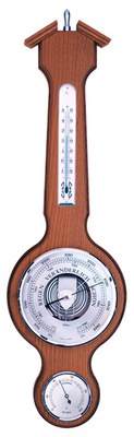 Fischer 4673S-04 - Barometr s teploměrem a vlhkoměrem na dřevěné podložce