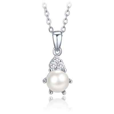 MINET Elegantní stříbrný 925/1000 náhrdelník s perlou a zirkonem JMAS0318WN45