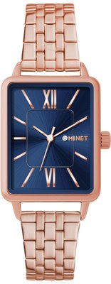 MINET Rosegold-modré dámské hodinky SIENA s rosegold ocelovým řemínkem