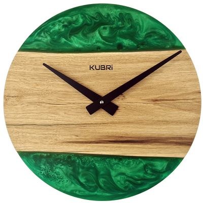 KUBRi 0183 - Luxusní dubové hodiny s epoxidovými doplňky