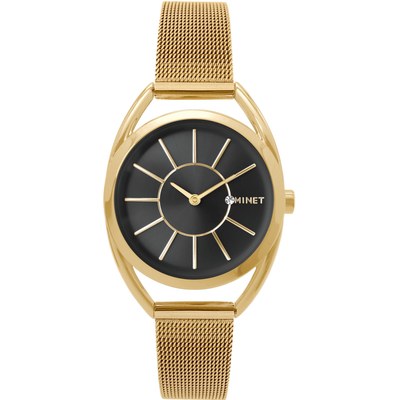 MINET Hodinky ICON GOLD MESH s černým číselníkem