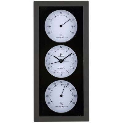 Nástěnné-stolní hodiny s teploměrem a vlhkoměrem JA7071BN Lowell 26cm