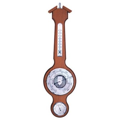 Fischer 4673S-04 - Barometr s teploměrem a vlhkoměrem na dřevěné podložce