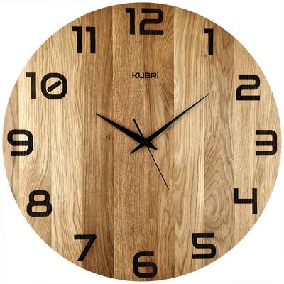 KUBRi HRC0127 - Dubové hodiny řízené signálem o průměru 60 cm s tichým chodem