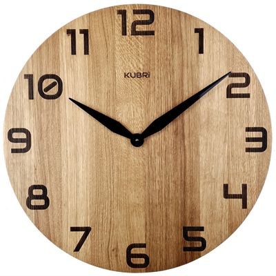 KUBRi 0128 - obrovské dubové hodiny s výraznými černými ručičkami