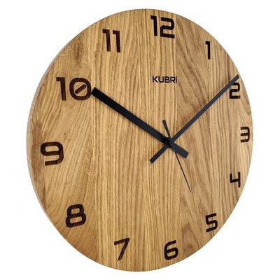 KUBRi 0093 - dubové hodiny české výroby o průměru 44 cm