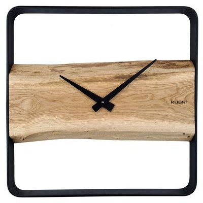 KUBRi 1005A - Obrovské 80 cm hodiny z masivního dubu s kovovým rámem