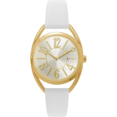 MINET Bílo-zlaté dámské hodinky s čísly ICON WHITE CHARM MWL5089
