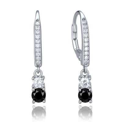 MINET Decentní pozlacené stříbrné 925/1000 náušnice s bílými a černými zirkony JMAS0336CE00