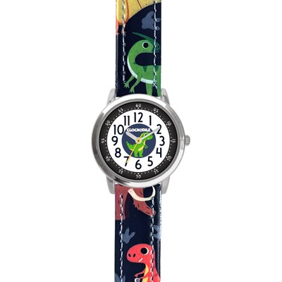 CLOCKODILE Svítící modré chlapecké dětské hodinky DINOSAUŘI