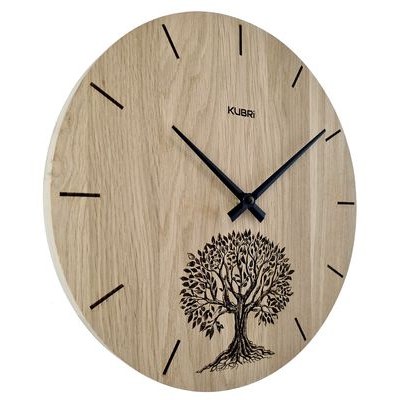 KUBRi 0093 - dubové hodiny české výroby o průměru 44 cm