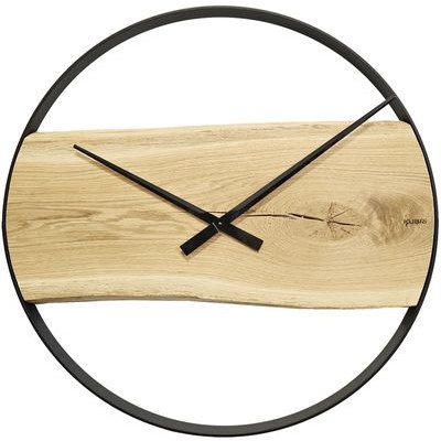 KUBRi 1005A - Obrovské 80 cm hodiny z masivního dubu s kovovým rámem