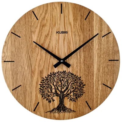 KUBRi 0123B - velké dubové hodiny české výroby o průměru 60 cm