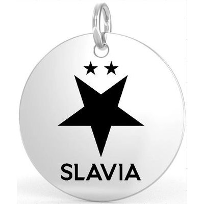 Malý ocelový přívěsek s logem klubu Slavia