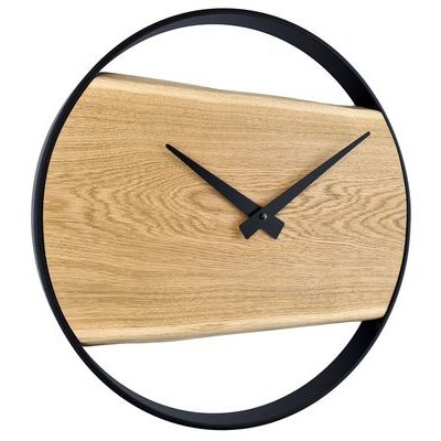 KUBRi 1005A - Obrovské 80 cm hodiny z masivního dubu s kovovým rámem