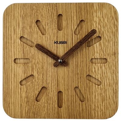 KUBRi 1005A - Obrovské 80 cm hodiny z masivního dubu s kovovým rámem