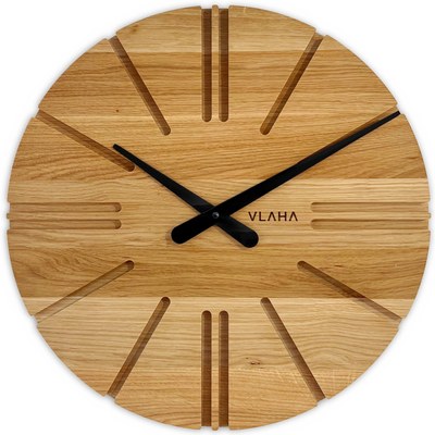 VLAHA VCT1162 - Velké dubové hodiny ATELIER vyrobené v Čechách s černými ručkami ⌀45cm