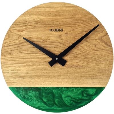 KUBRi 0185 - Luxusní dubové hodiny s epoxidovými doplňky