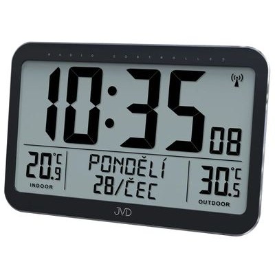 JVD RB9385 - Rádiem řízené digitální hodiny se zobrazením dne a měsíce v češtině
