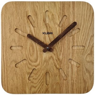 KUBRi 1005A - Obrovské 80 cm hodiny z masivního dubu s kovovým rámem