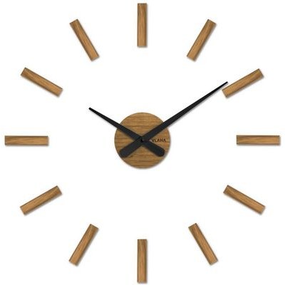 VLAHA Dubové nalepovací hodiny MINIMAL vyrobené v Čechách s černými ručkami ⌀59cm