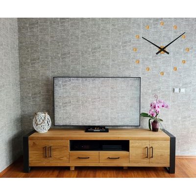 KUBRi 1005A - Obrovské 80 cm hodiny z masivního dubu s kovovým rámem