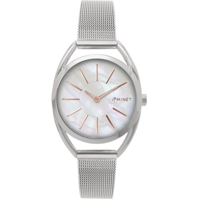 MINET Stříbrné dámské hodinky ICON PEARL MESH MWL5210