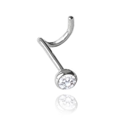 MINET Stříbrný 925/1000 piercing do nosu s bílým zirkonem