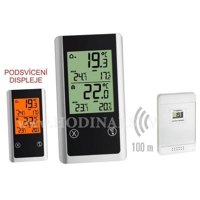 TFA 60.4518.08 - Nástěnné hodiny DCF s venkovním čidlem teploty a s českým dnem v týdnu