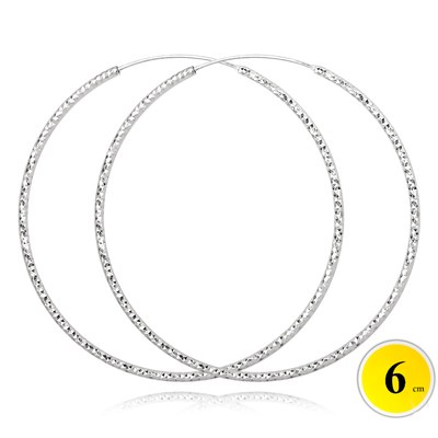 MINET Broušené stříbrné 925/1000 náušnice KRUHY 6 cm
