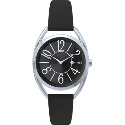 MINET Černo-stříbrné dámské hodinky s čísly ICON BLACK MWL5246