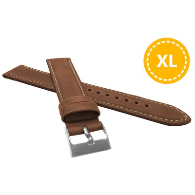 XL Prodloužený polstrovaný hnědý prošitý řemínek LAVVU SPORT z luxusní kůže Top Grain LSBXE18