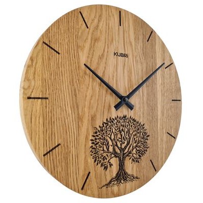 KUBRi 1005A - Obrovské 80 cm hodiny z masivního dubu s kovovým rámem