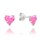 MINET Stříbrné náušnice SRDÍČKA s růžovými opálky