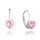 MINET Stříbrné náušnice SRDÍČKA s růžovými zirkony