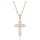 MINET Rose gold stříbrný náhrdelník křížek se zirkony a řetízek s kuličkami