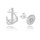 MINET Letní stříbrné náušnice KORMIDLO a KOTVA s bílými zirkony