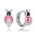 MINET Dětské stříbrné náušnice růžové berušky vykládané zirkony