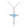 MINET Stříbrný náhrdelník ANDĚLSKÝ KŘÍŽEK s modrým opálovým srdíčkem