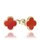 MINET Pozlacené stříbrné náušnice čtyřlístky s červeným achátem