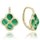MINET Pozlacené stříbrné náušnice čtyřlístky s malachitem
