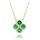 MINET Pozlacený stříbrný náhrdelník čtyřlístek s malachitem