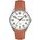 LAVVU Ocelové pánské hodinky BERGEN White / Top Grain Leather se svítícím číselníkem