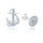 MINET Letní stříbrné náušnice KORMIDLO a KOTVA s modrými zirkony