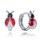 MINET Dětské stříbrné náušnice červené berušky vykládané zirkony